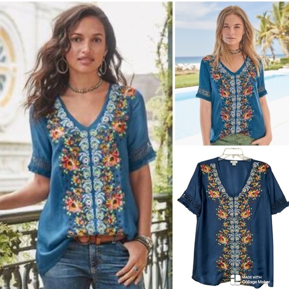 Sundance Rossi Cupro Embroidered Blouse - Picture 1 of 9